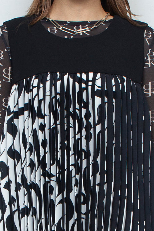 Two Face Accordion Pleats Sleeve-less Top BI