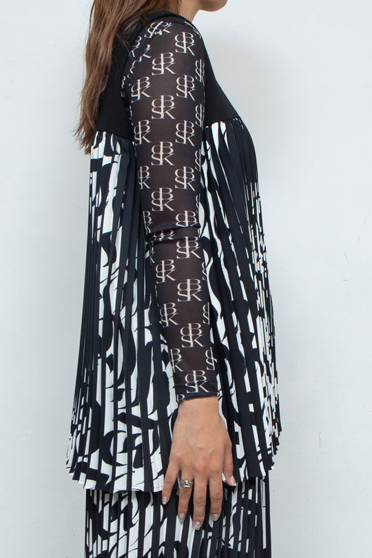 Two Face Accordion Pleats Sleeve-less Top BI
