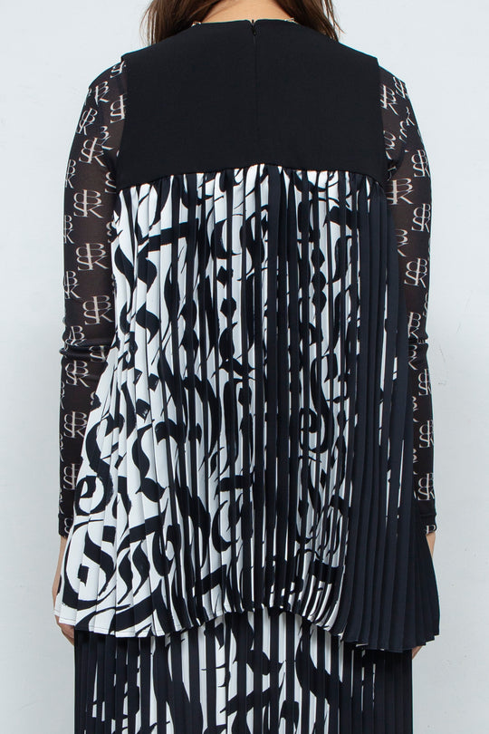Two Face Accordion Pleats Sleeve-less Top BI