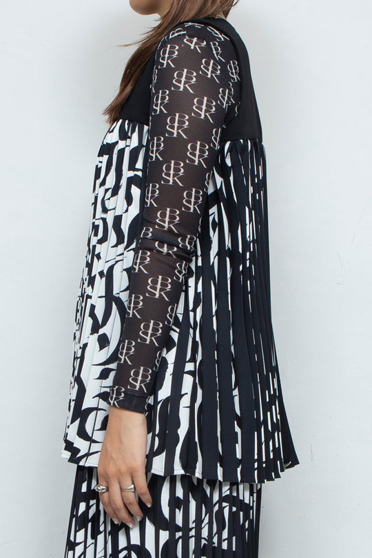 Two Face Accordion Pleats Sleeve-less Top BI