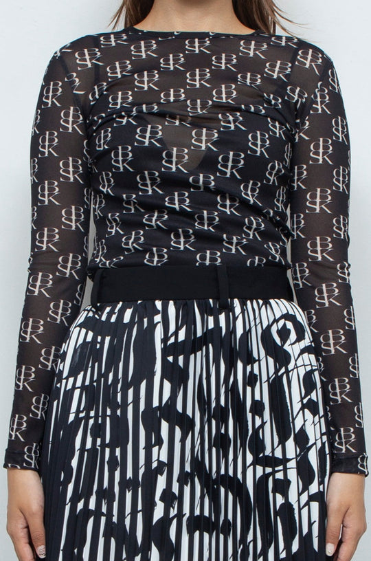 dBSK Logo Sheer Slim Fit Tops BLACK