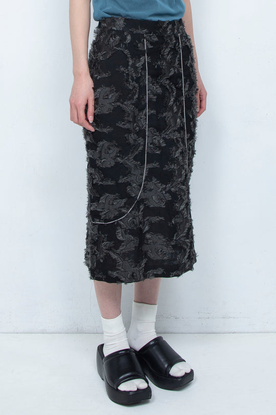 Bloom Jacquard Pencil Skirt BLACK