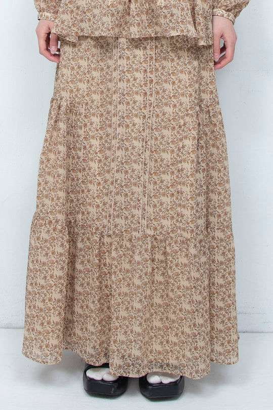 2-WAY CRINKLE TUCK RUFFLE HIGH WAIST MAXI SKIRT (FLORAL)