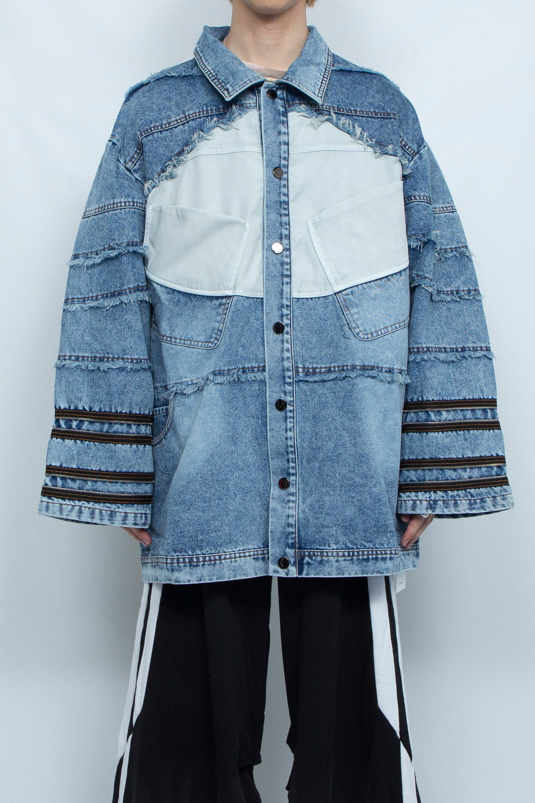 Silhouette fringed zipper denim jacket