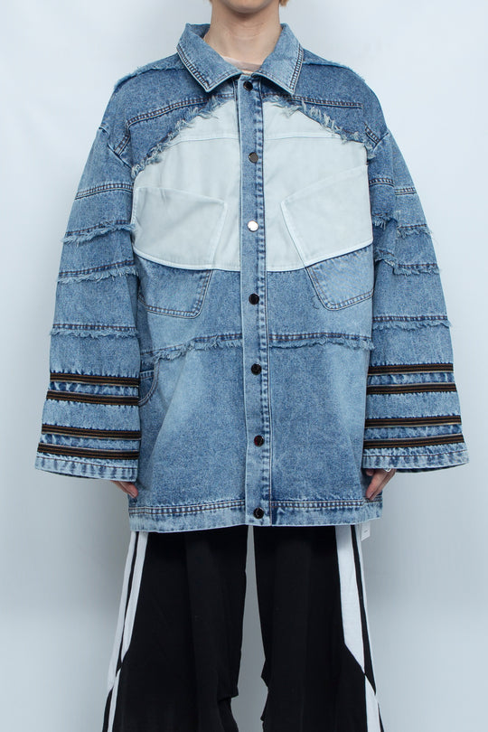 Silhouette fringed zipper denim jacket