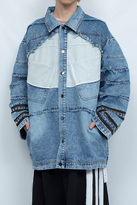 Silhouette fringed zipper denim jacket