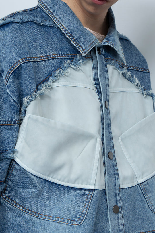 Silhouette fringed zipper denim jacket