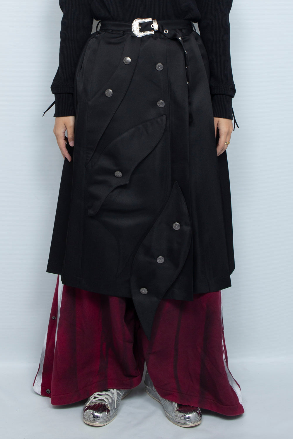 Alien pleated retro button long skirt
