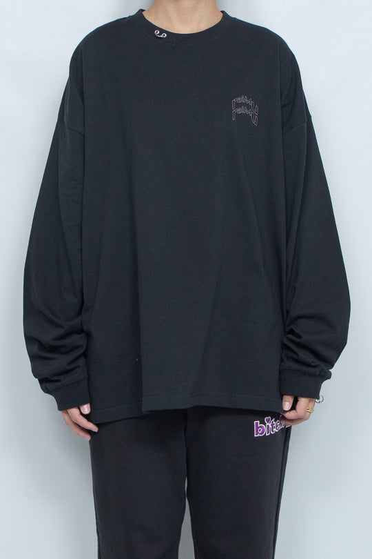 Body piercing double logo long sleeve T-shirt Black
