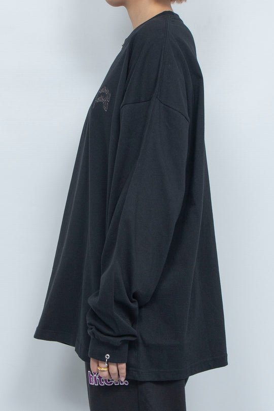 Body piercing double logo long sleeve T-shirt Black
