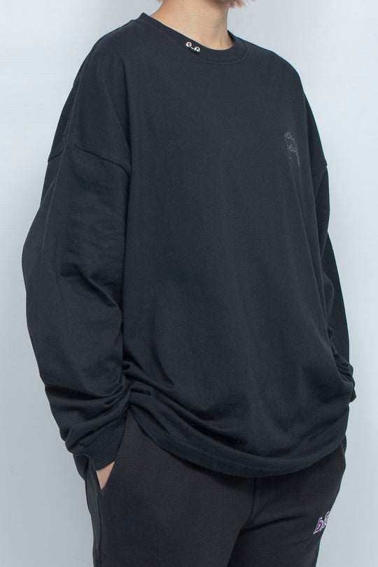 Body piercing double logo long sleeve T-shirt Black