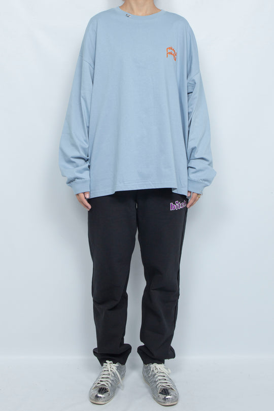 Body piercing double logo long sleeve T-shirt Blue