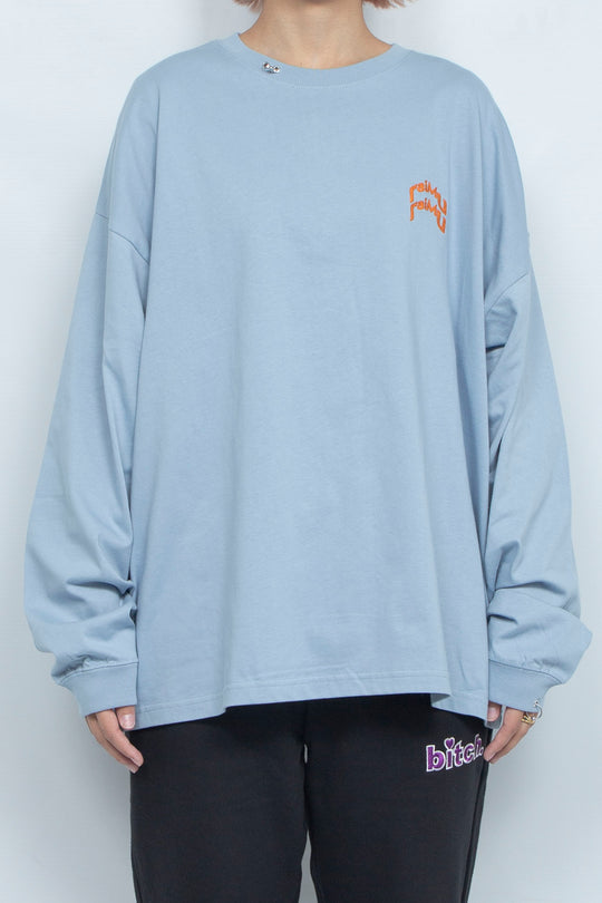 Body piercing double logo long sleeve T-shirt Blue