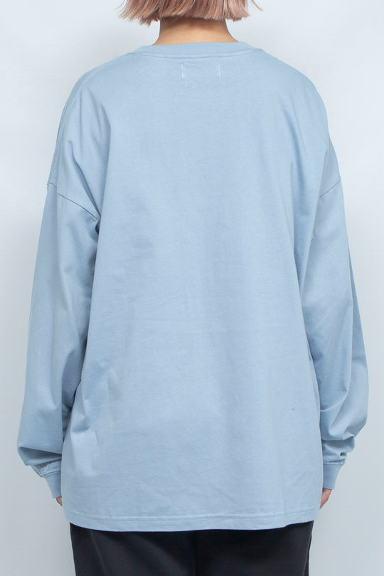 Body piercing double logo long sleeve T-shirt Blue