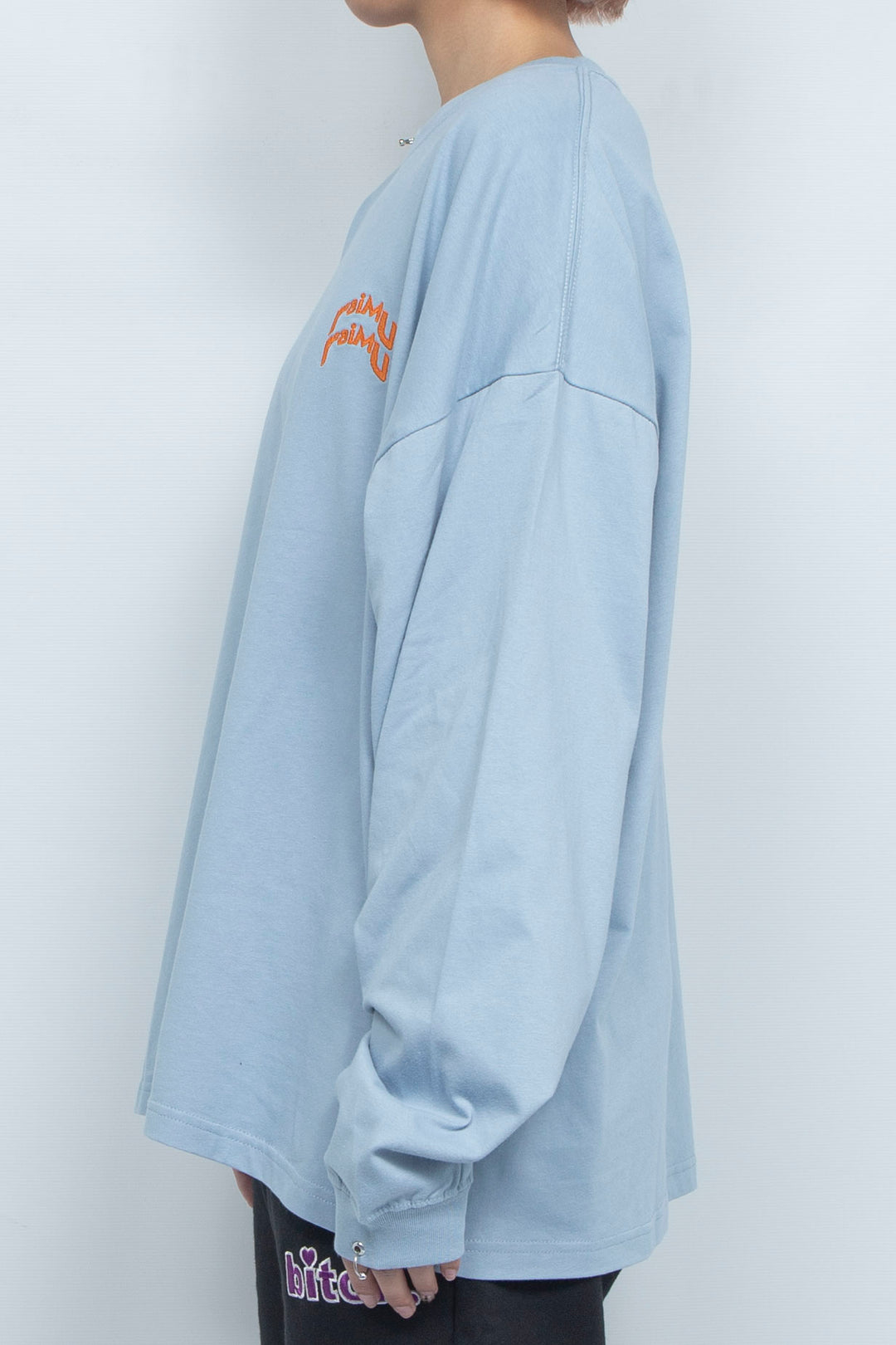 Body piercing double logo long sleeve T-shirt Blue