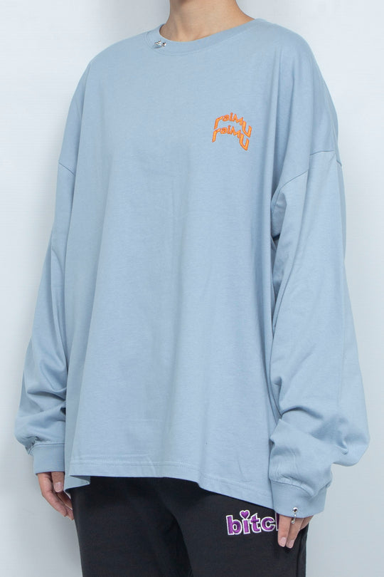 Body piercing double logo long sleeve T-shirt Blue