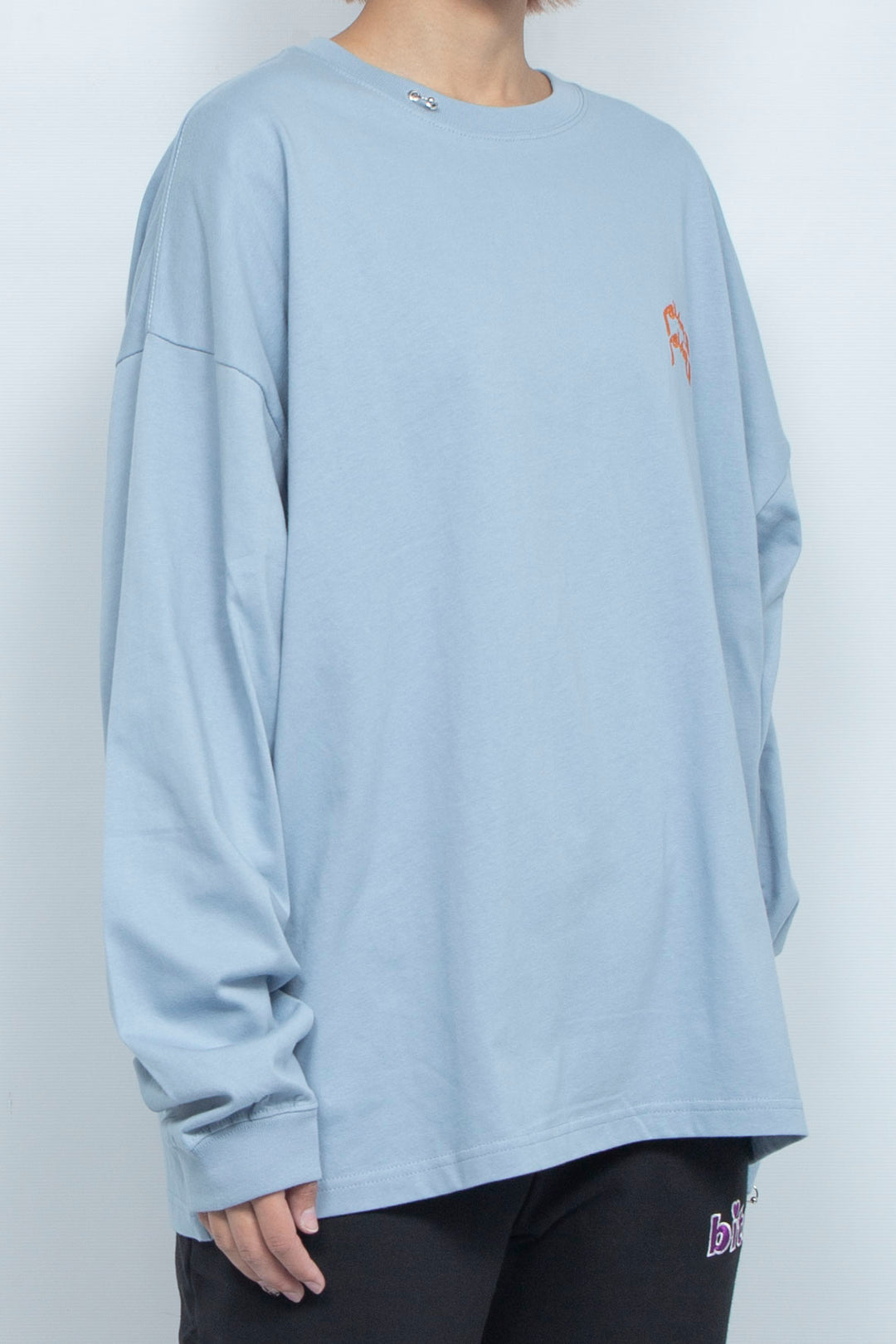 Body piercing double logo long sleeve T-shirt Blue