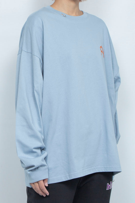 Body piercing double logo long sleeve T-shirt Blue