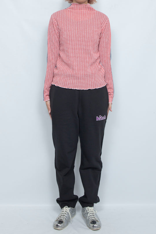2way Gingham check  tops Red Navy