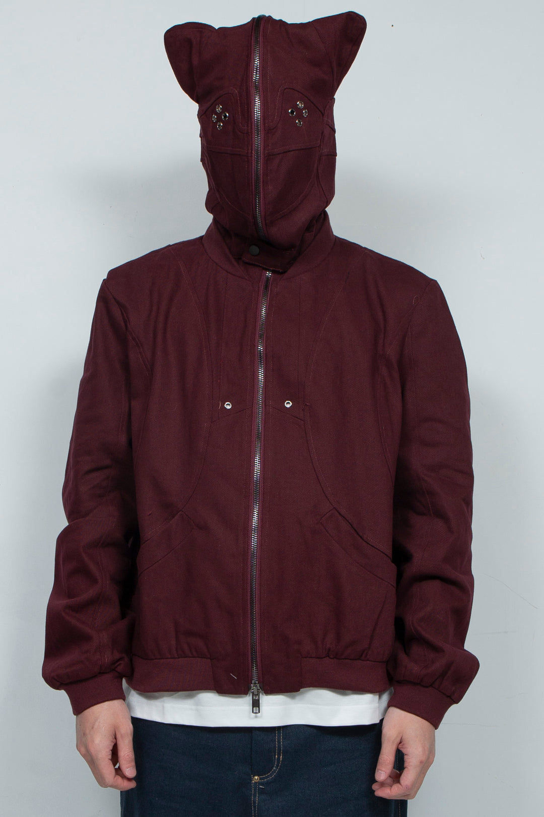 Cat's ears dark red perforated jacket