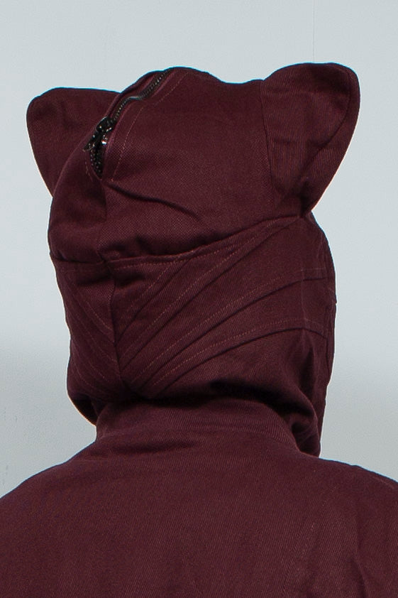 Cat's ears dark red perforated jacket