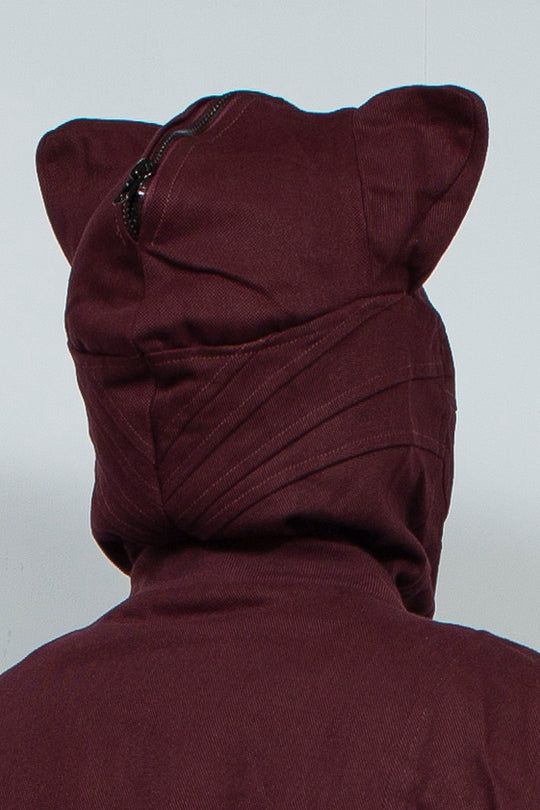 Cat's ears dark red perforated jacket