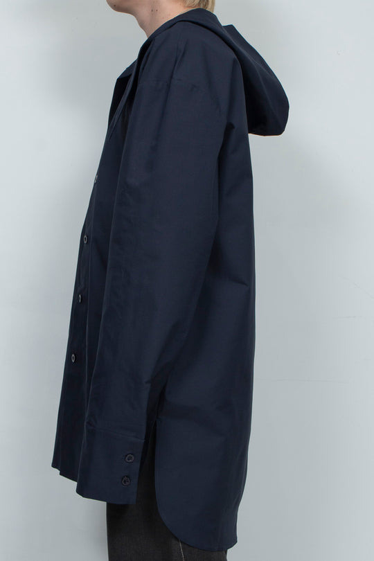 Blue silhouette hooded scarf shirt
