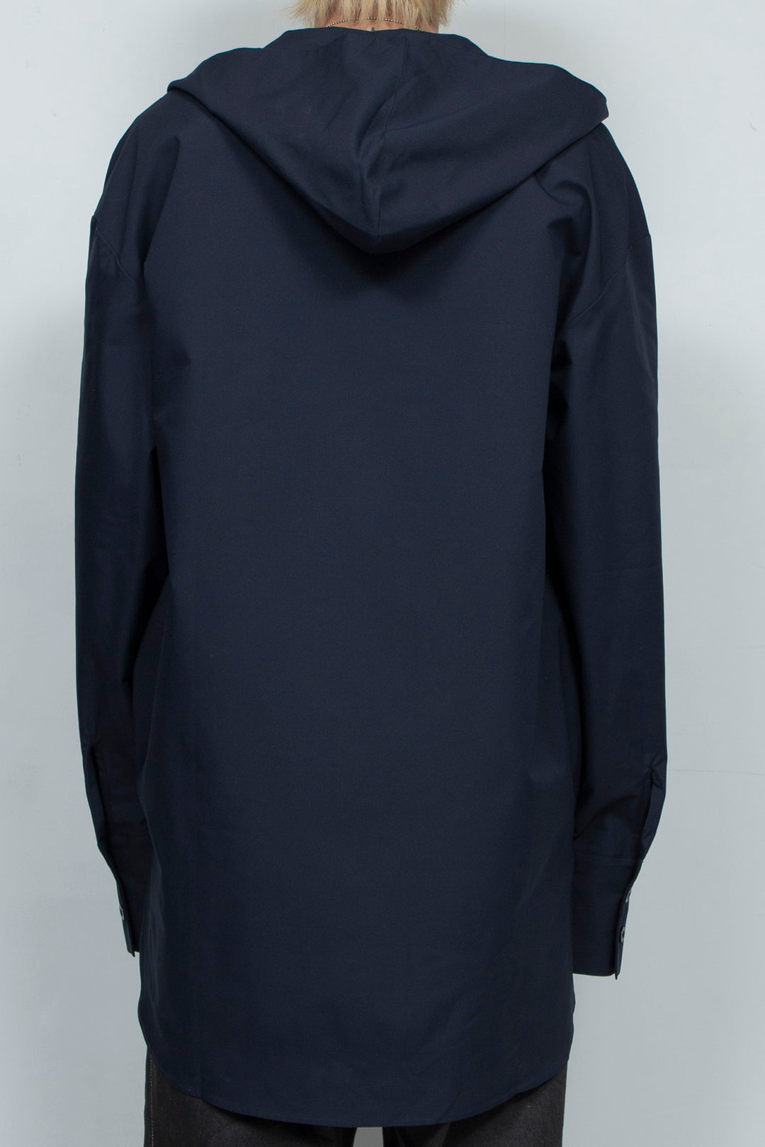 Blue silhouette hooded scarf shirt