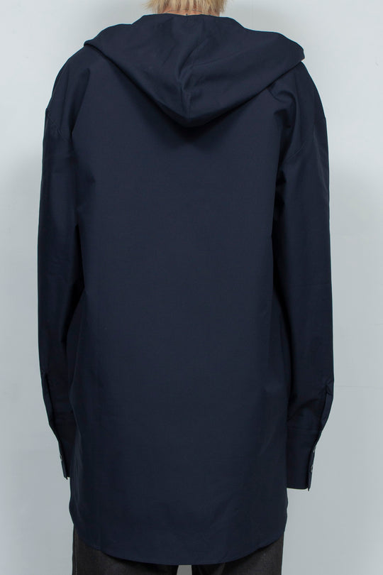 Blue silhouette hooded scarf shirt