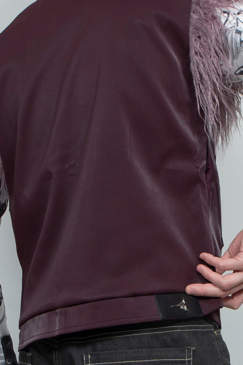 Purple hairy shoulder sleeveless vest