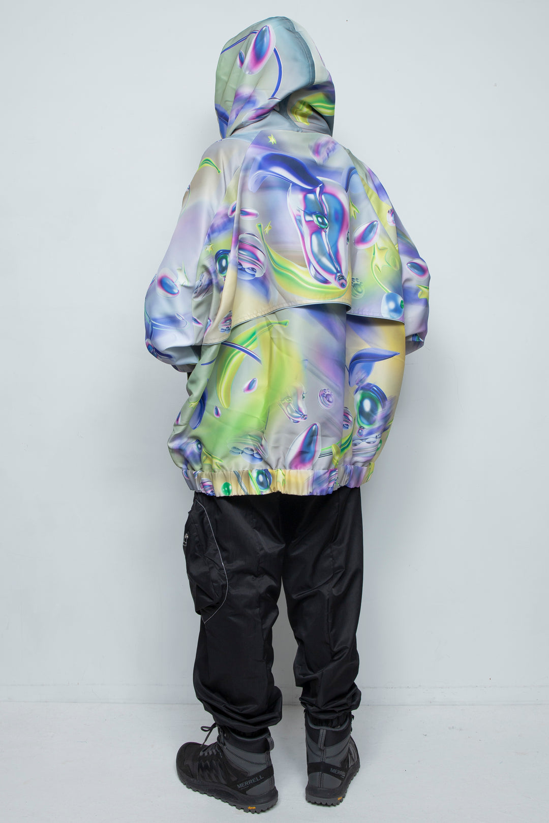 グラフィックハイネックビッグパーカー GRAY