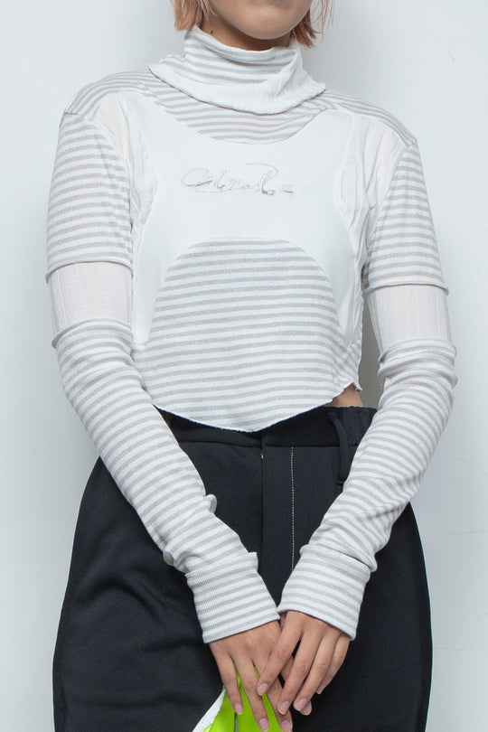 サークルボーダーショートトップ WHITE