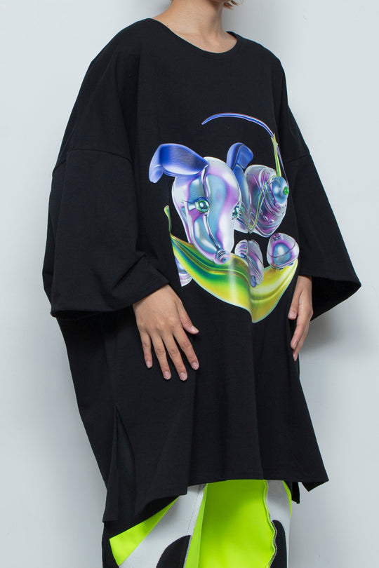 プリントビッグTシャツ Banibo / BLACK