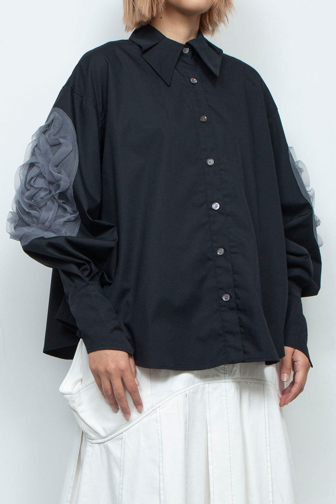 grass blouse black×gray
