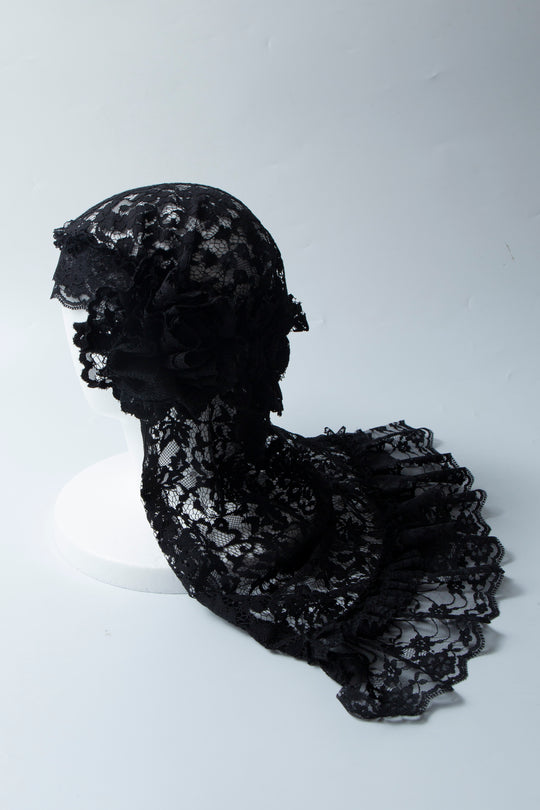 Lace mix hat BLACK