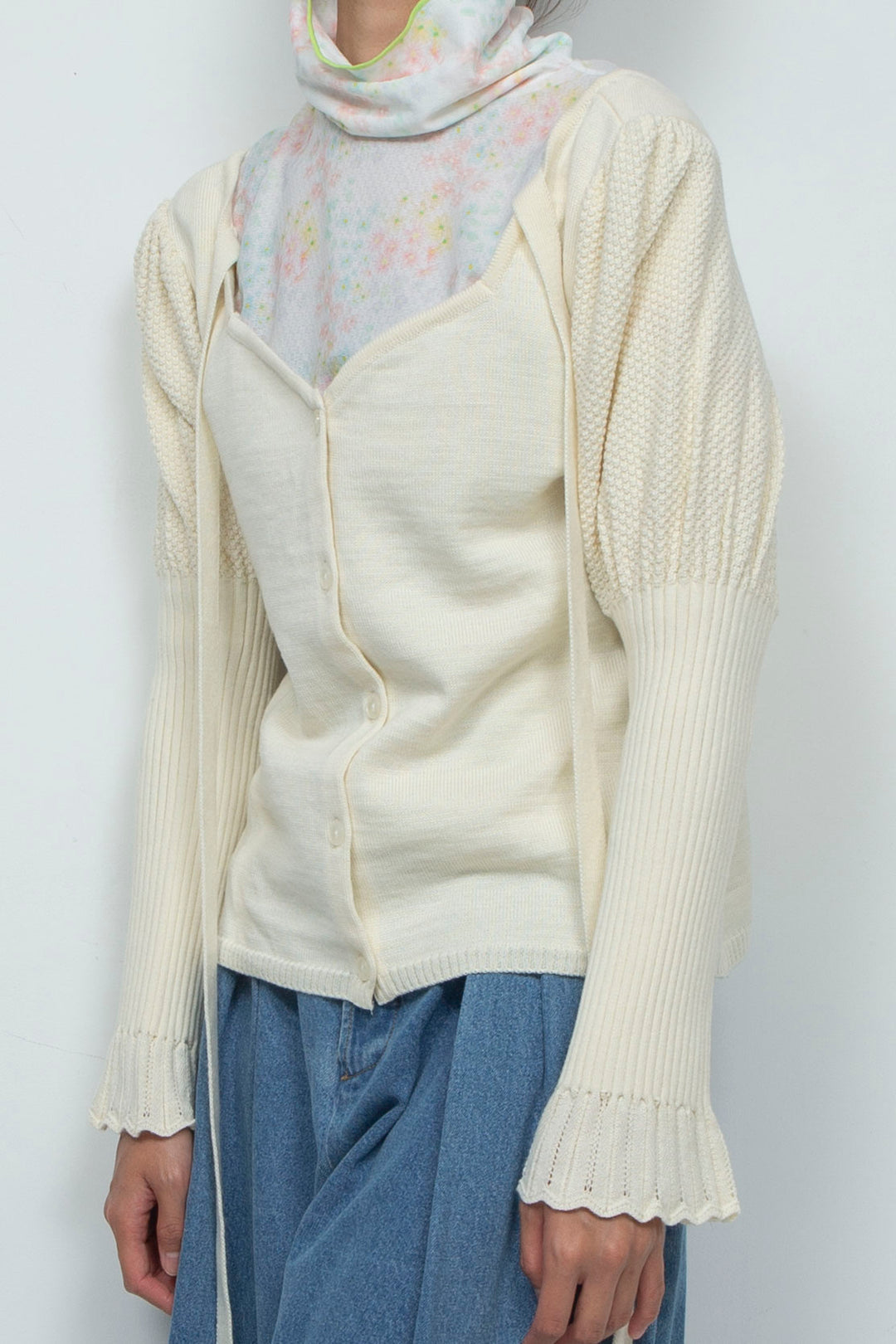Knit Ribbon Cardigan White