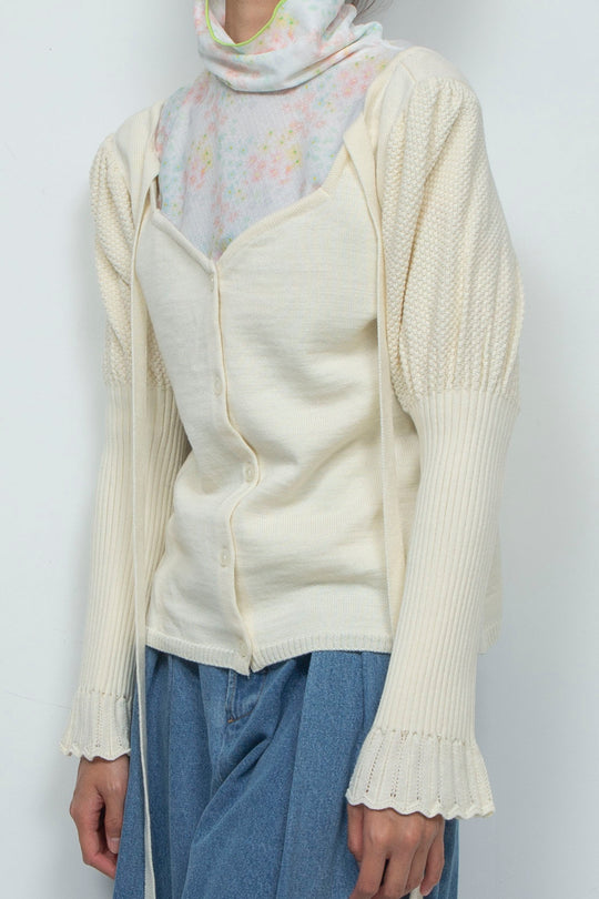 Knit Ribbon Cardigan White