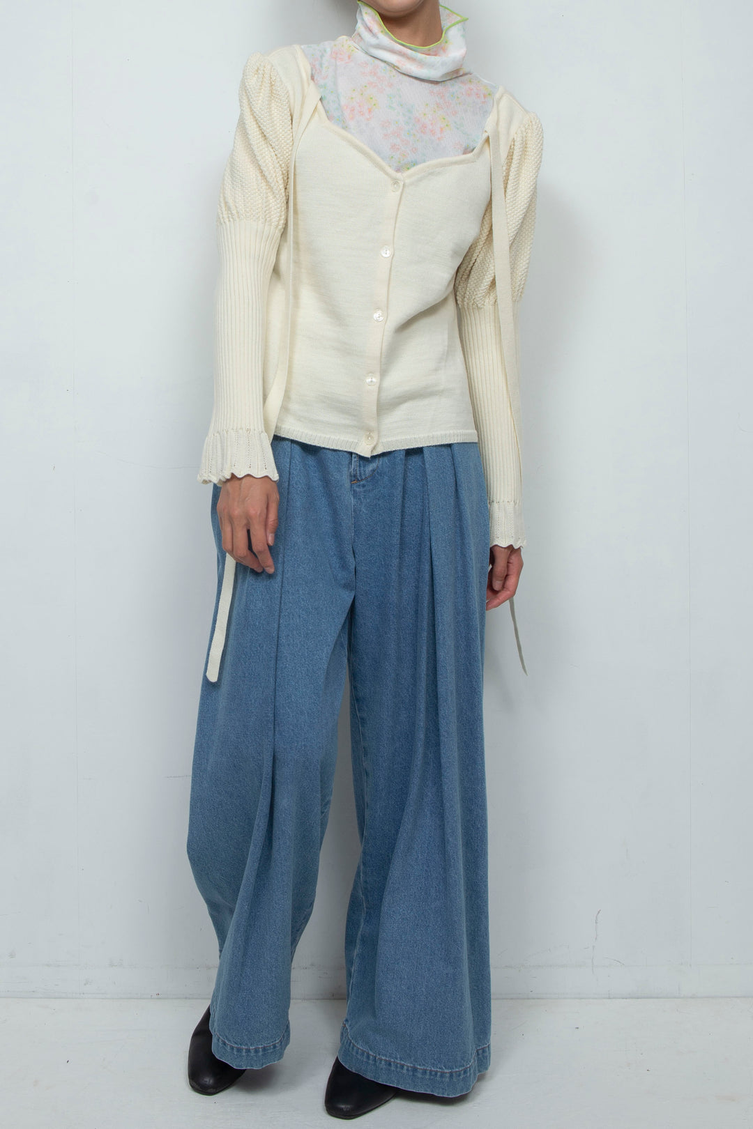 Knit Ribbon Cardigan White