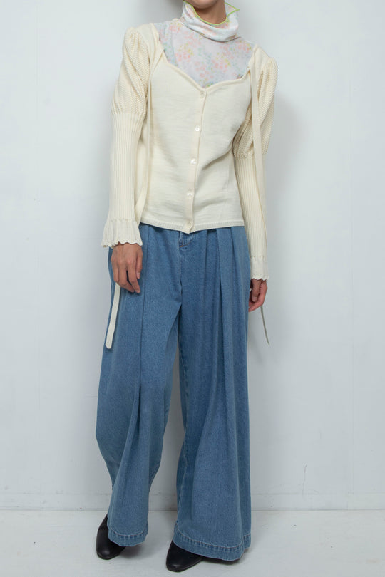 Knit Ribbon Cardigan White
