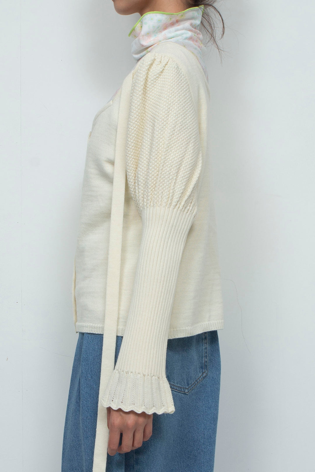 Knit Ribbon Cardigan White