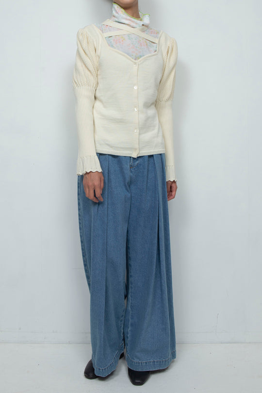 Knit Ribbon Cardigan White