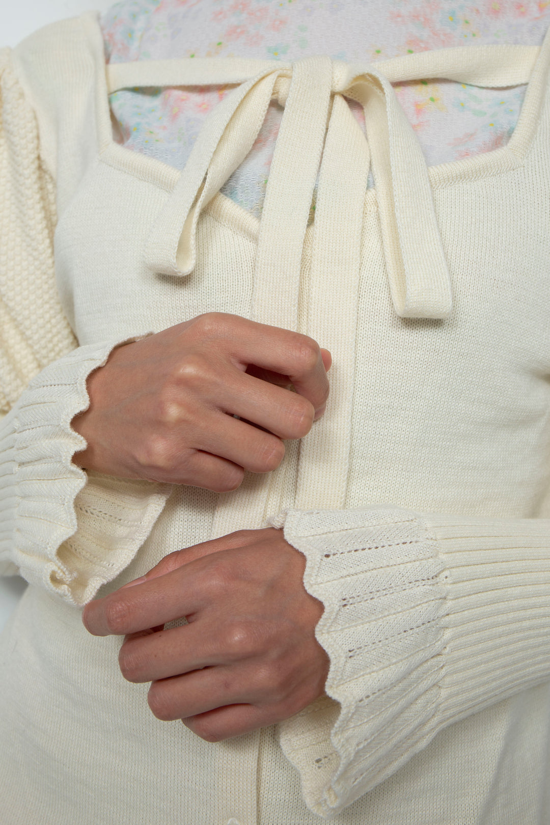 Knit Ribbon Cardigan White