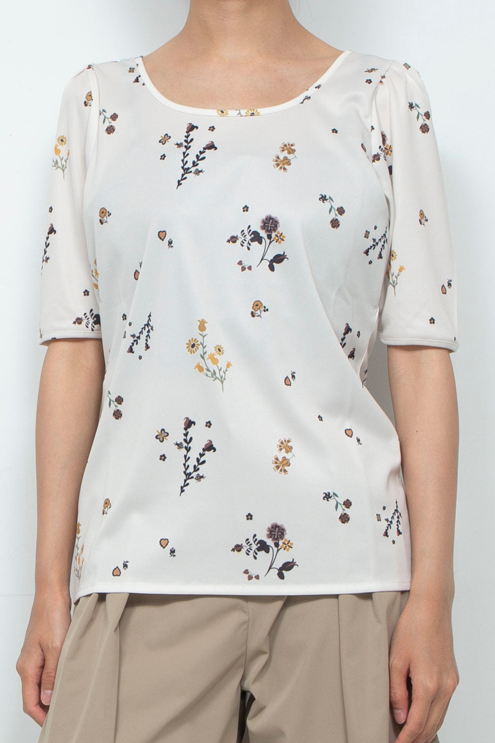 Print T Shirt Flower White