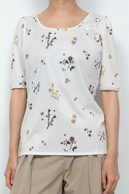 Print T Shirt Flower White