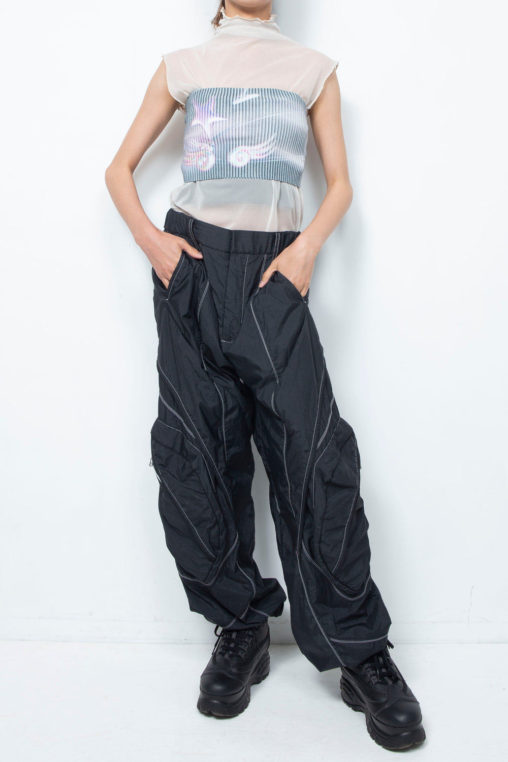 グラフィックチューブトップ Black