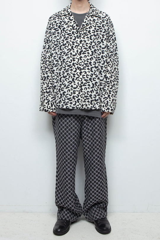 LEOPARD OPEN COLLAR SHIRT / WHITE