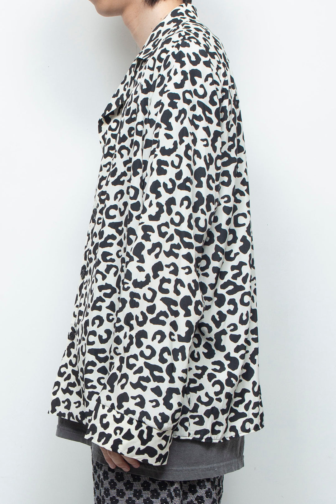LEOPARD OPEN COLLAR SHIRT / WHITE