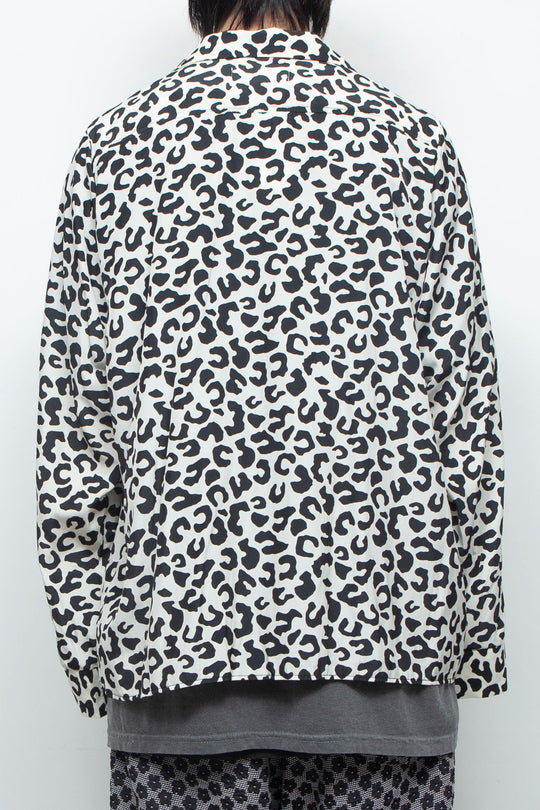LEOPARD OPEN COLLAR SHIRT / WHITE