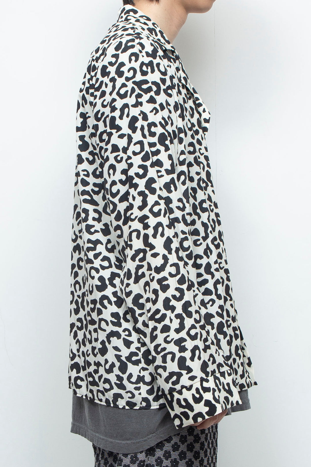 LEOPARD OPEN COLLAR SHIRT / WHITE