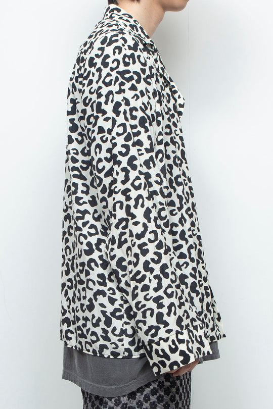 LEOPARD OPEN COLLAR SHIRT / WHITE